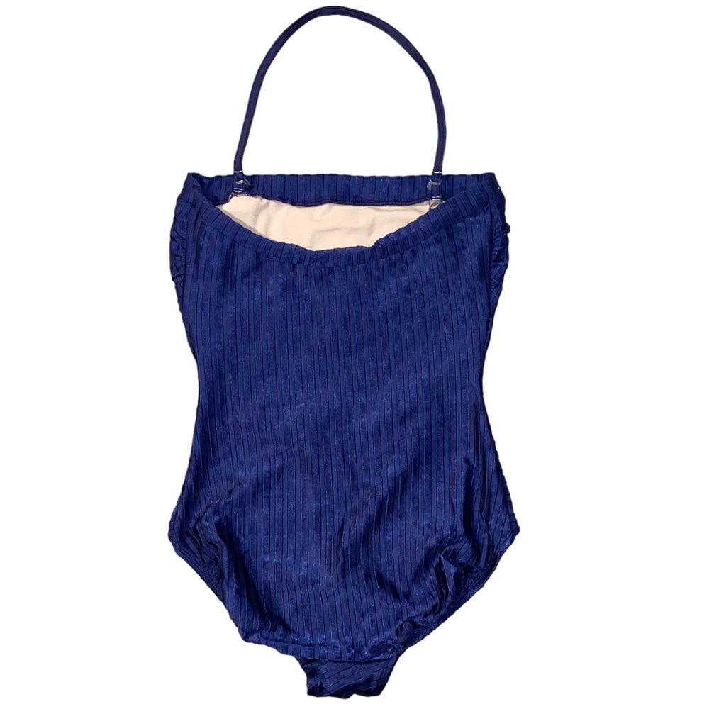 AUTH VTG Christian Dior Monogram Logo Ribbed Halter Strapless One Piece Swimsuit - Picture 13 of 16